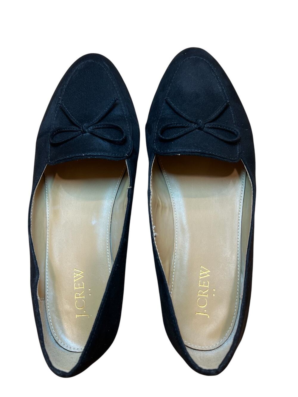 J.Crew Factory Women’s 8 Black Sueded Bow Loafers Flats Slip On Classic Shoes